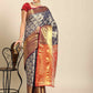 Women's Brocade Soft Silk Zari Woven Saree With Unstitched Blouse Piece