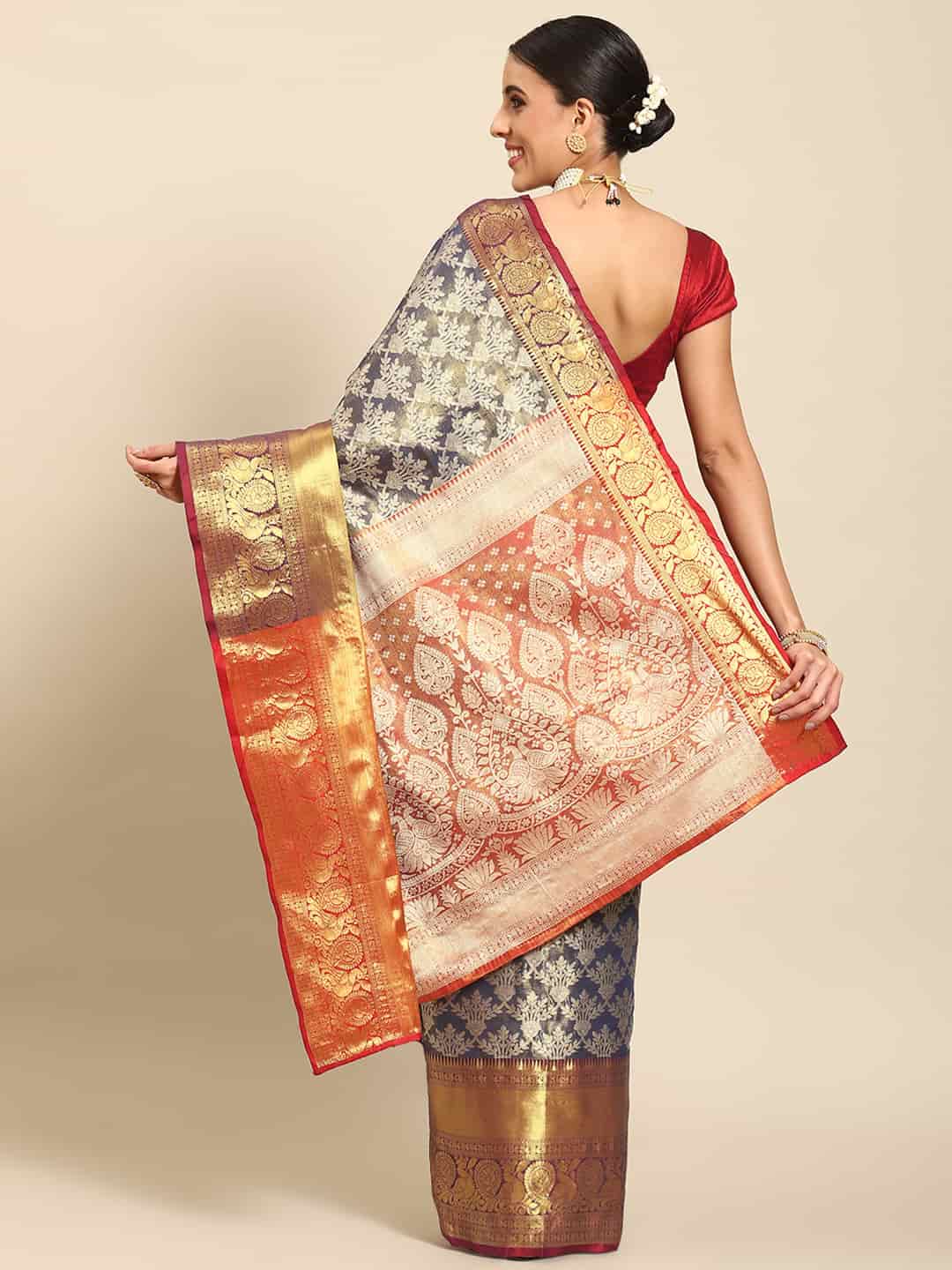 Women's Brocade Soft Silk Zari Woven Saree With Unstitched Blouse Piece