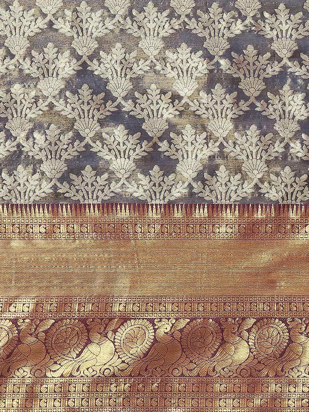 Women's Brocade Soft Silk Zari Woven Saree With Unstitched Blouse Piece