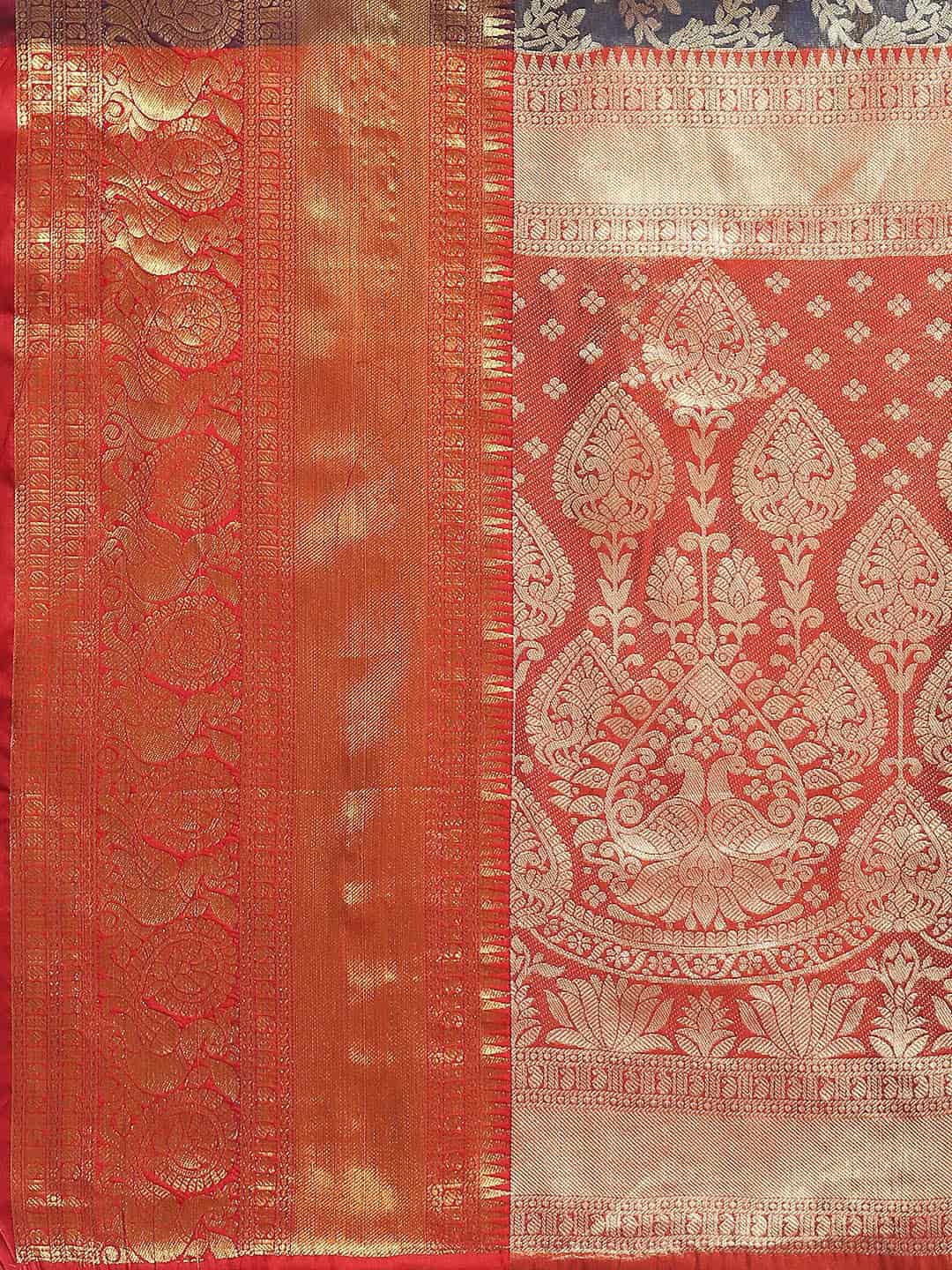 Women's Brocade Soft Silk Zari Woven Saree With Unstitched Blouse Piece
