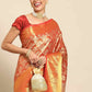 Women's Brocade Soft Silk Zari Woven Saree With Unstitched Blouse Piece