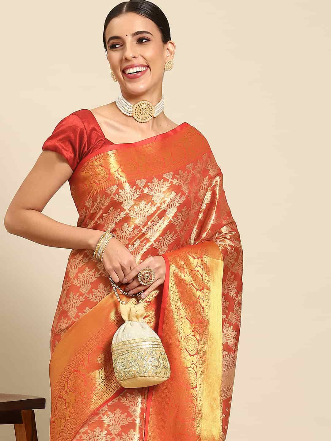 Women's Brocade Soft Silk Zari Woven Saree With Unstitched Blouse Piece