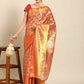 Women's Brocade Soft Silk Zari Woven Saree With Unstitched Blouse Piece