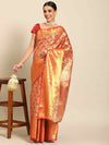 Women's Brocade Soft Silk Zari Woven Saree With Unstitched Blouse Piece
