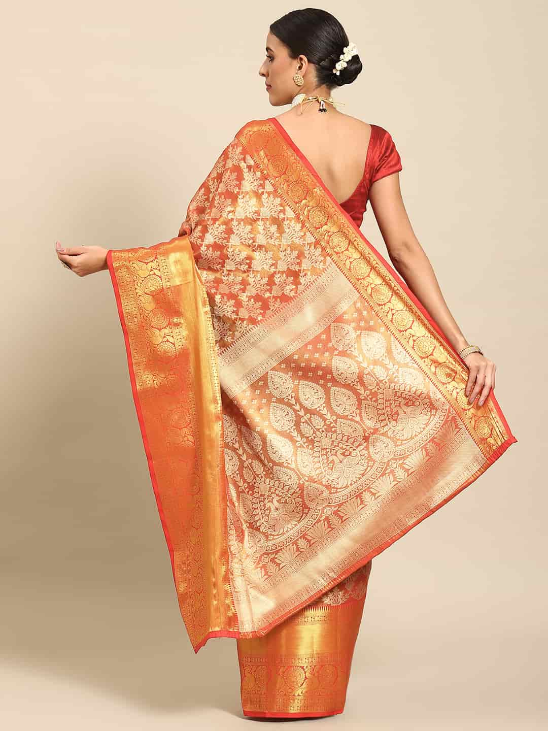 Women's Brocade Soft Silk Zari Woven Saree With Unstitched Blouse Piece