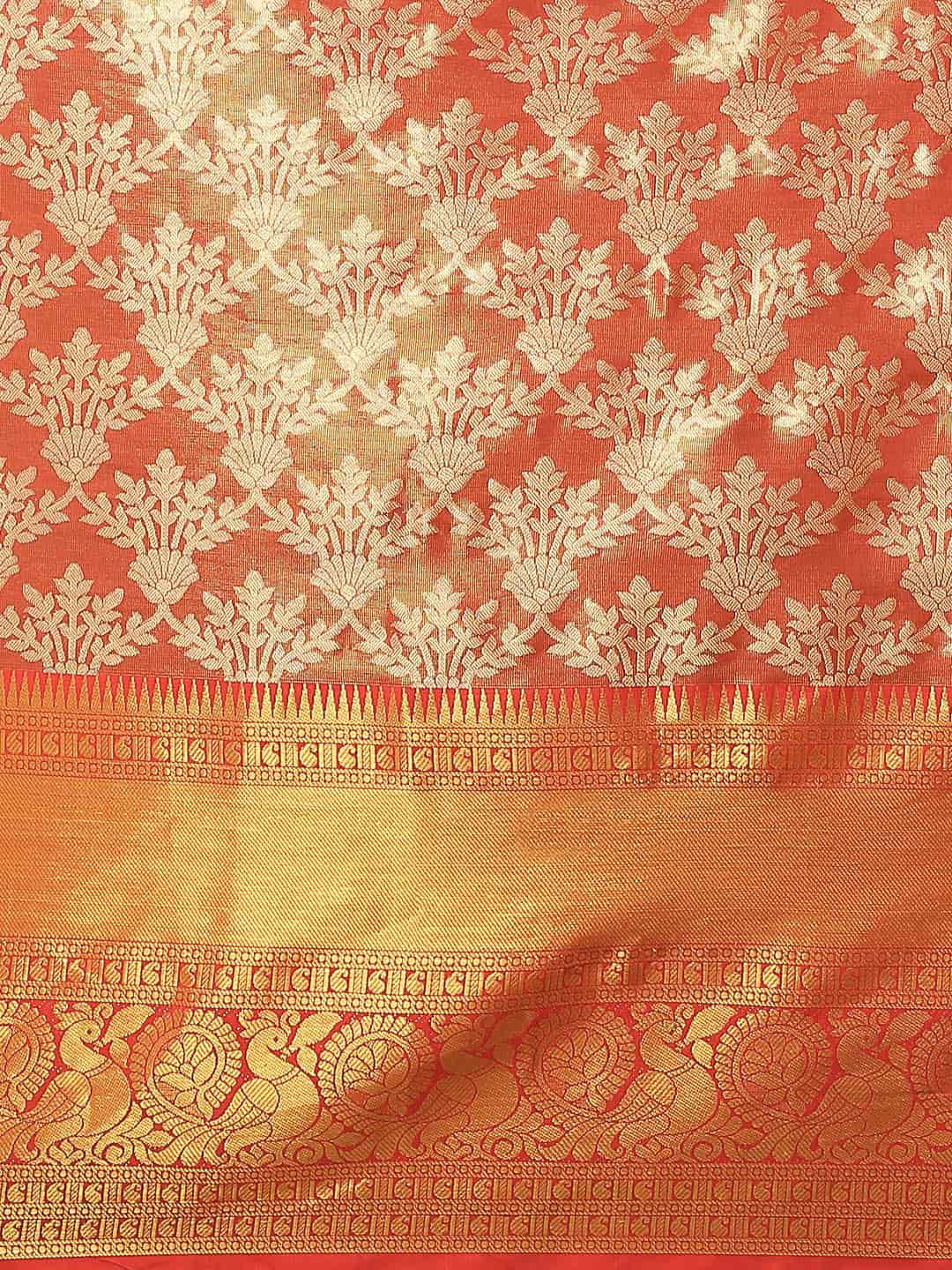 Women's Brocade Soft Silk Zari Woven Saree With Unstitched Blouse Piece