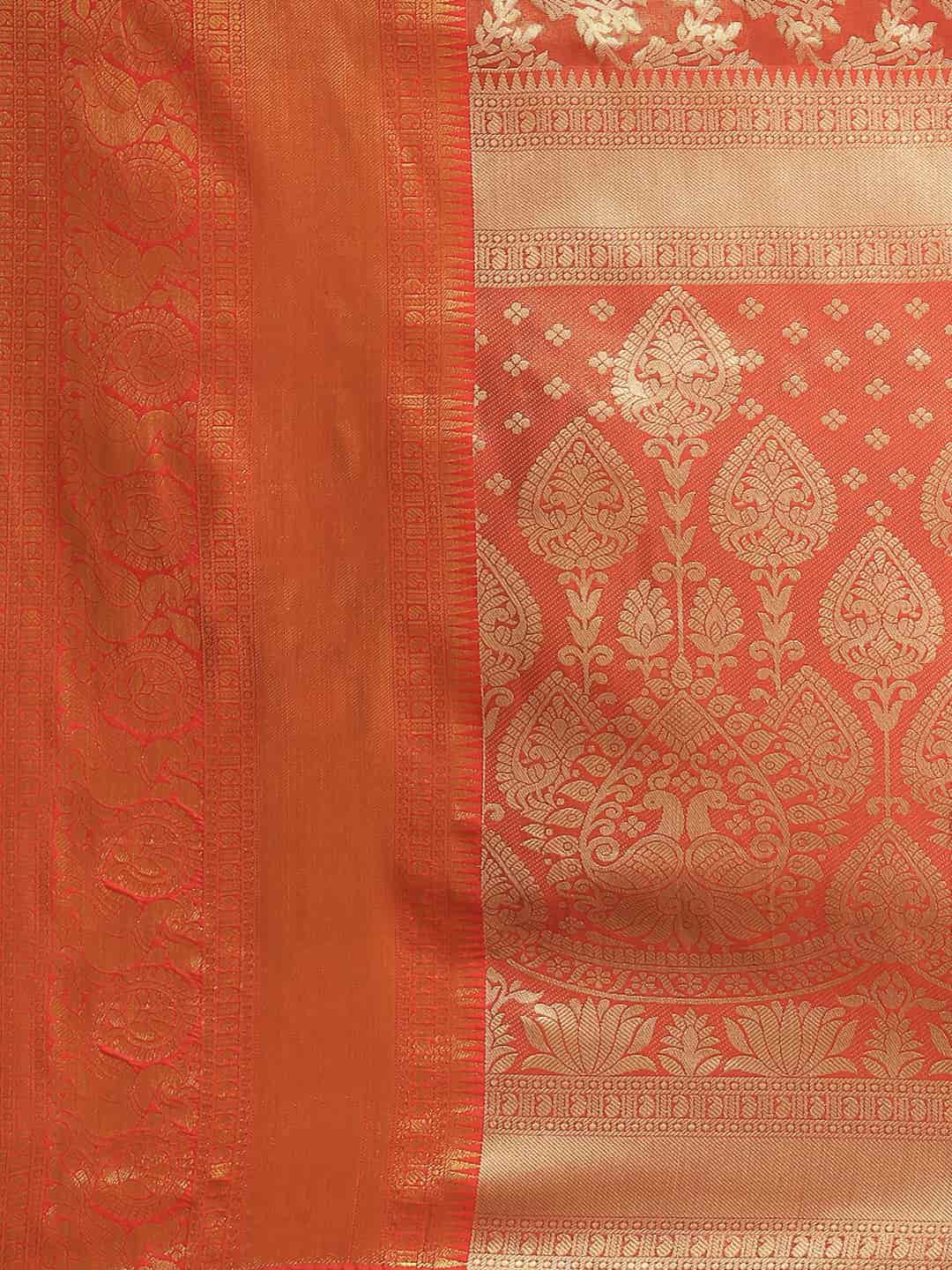 Women's Brocade Soft Silk Zari Woven Saree With Unstitched Blouse Piece