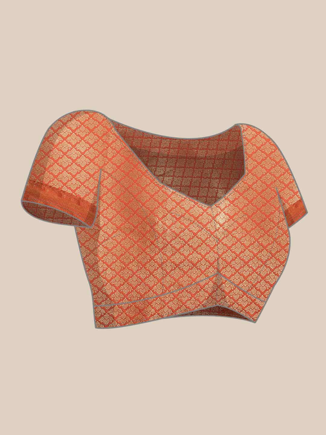 Women's Brocade Soft Silk Zari Woven Saree With Unstitched Blouse Piece