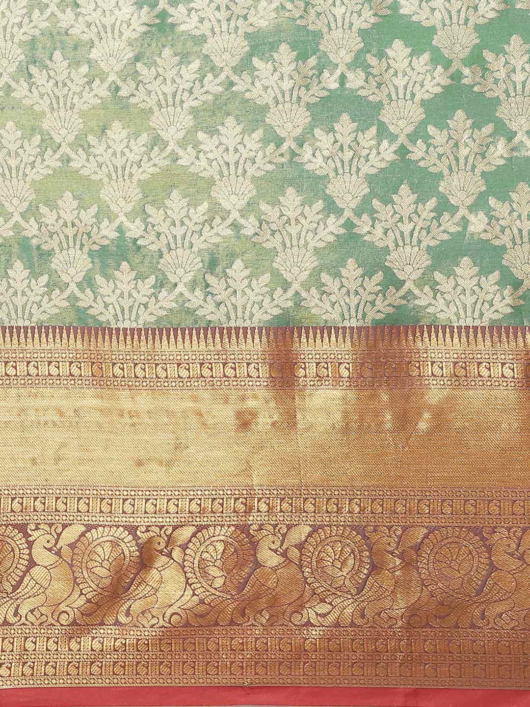 Women's Brocade Soft Silk Zari Woven Saree With Unstitched Blouse Piece