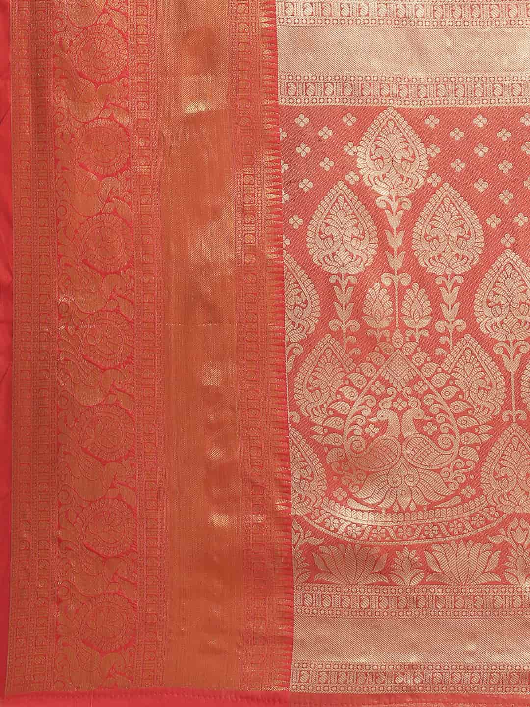 Women's Brocade Soft Silk Zari Woven Saree With Unstitched Blouse Piece