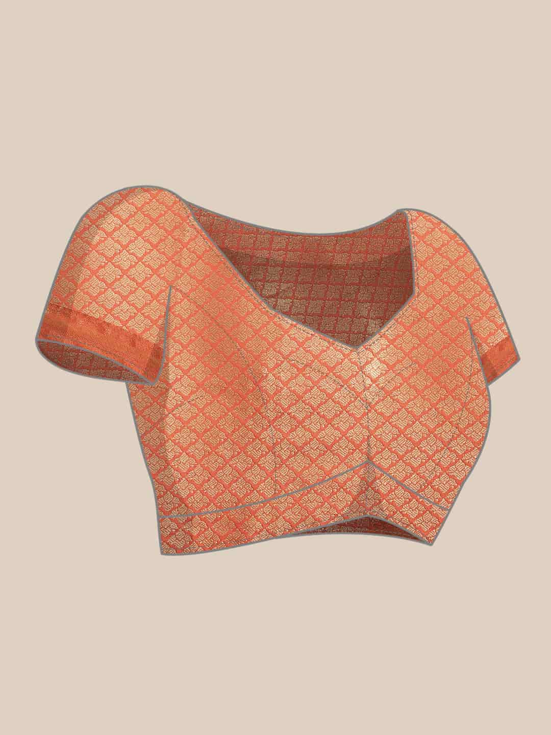 Women's Brocade Soft Silk Zari Woven Saree With Unstitched Blouse Piece