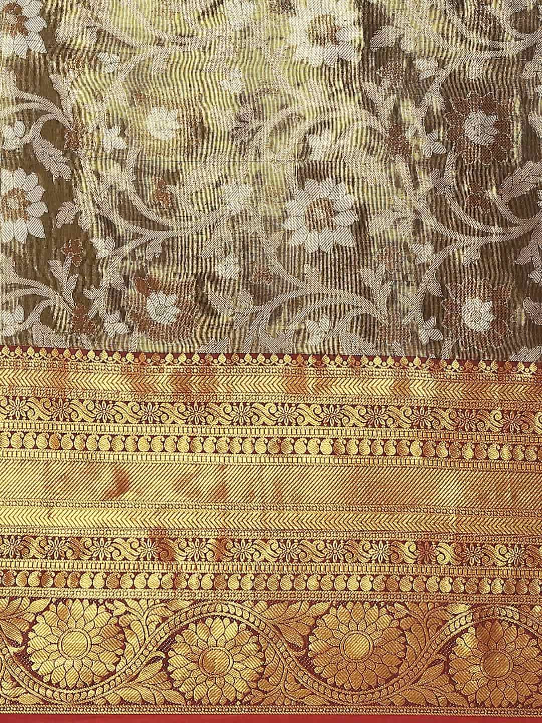 Women's Brocade Soft Silk Zari Woven Saree With Unstitched Blouse Piece