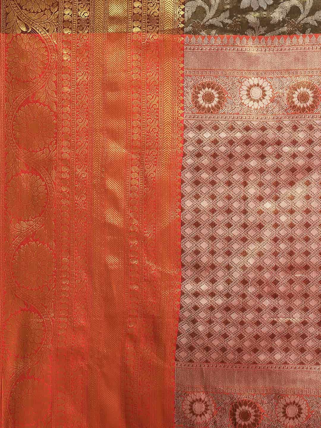 Women's Brocade Soft Silk Zari Woven Saree With Unstitched Blouse Piece