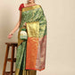 Women's Brocade Soft Silk Zari Woven Saree With Unstitched Blouse Piece