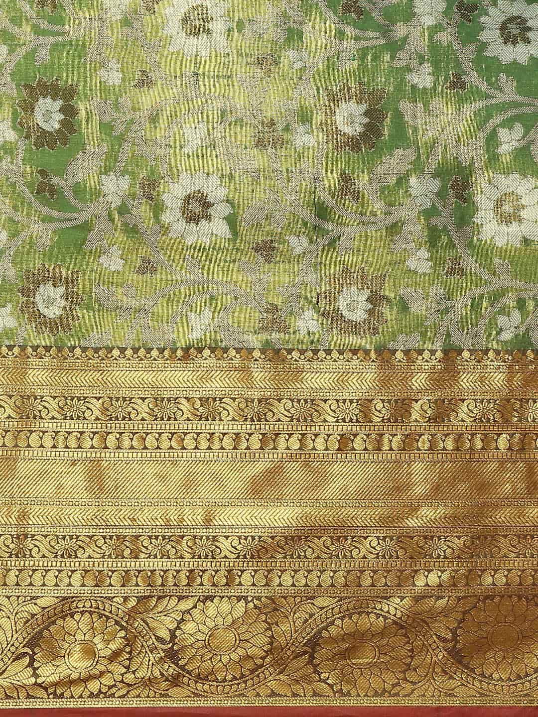 Women's Brocade Soft Silk Zari Woven Saree With Unstitched Blouse Piece