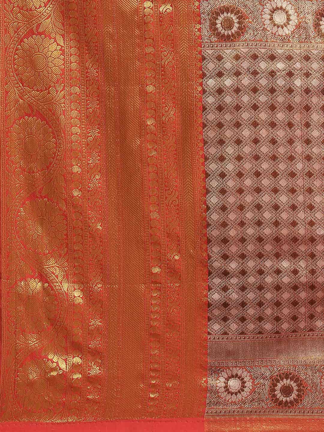 Women's Brocade Soft Silk Zari Woven Saree With Unstitched Blouse Piece