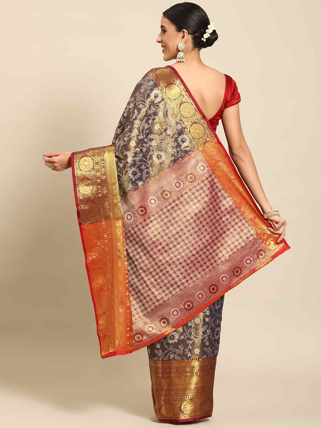Women's Brocade Soft Silk Zari Woven Saree With Unstitched Blouse Piece
