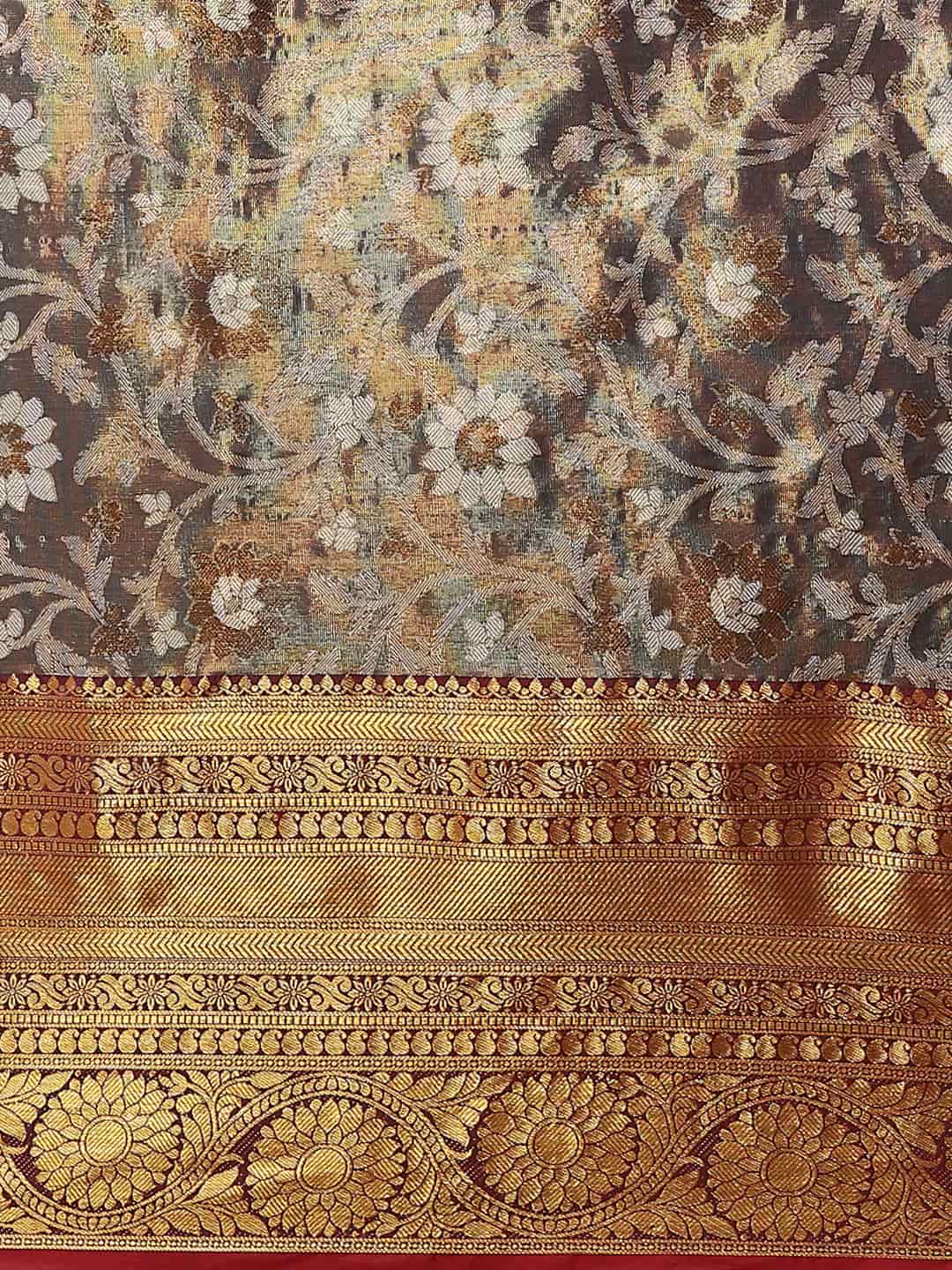 Women's Brocade Soft Silk Zari Woven Saree With Unstitched Blouse Piece