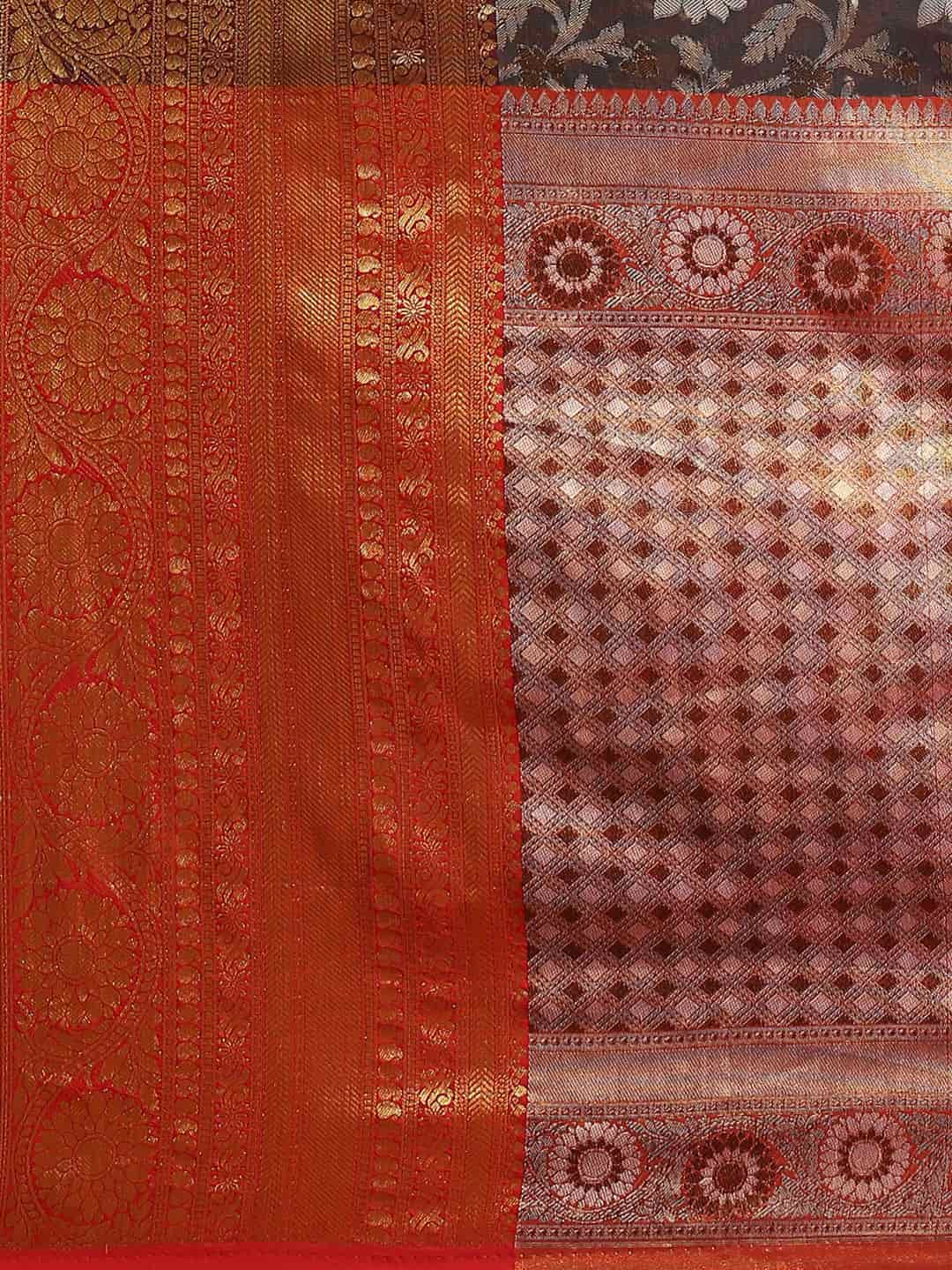 Women's Brocade Soft Silk Zari Woven Saree With Unstitched Blouse Piece