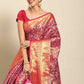 Women's Brocade Soft Silk Zari Woven Saree With Unstitched Blouse Piece
