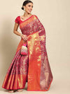 Women's Brocade Soft Silk Zari Woven Saree With Unstitched Blouse Piece