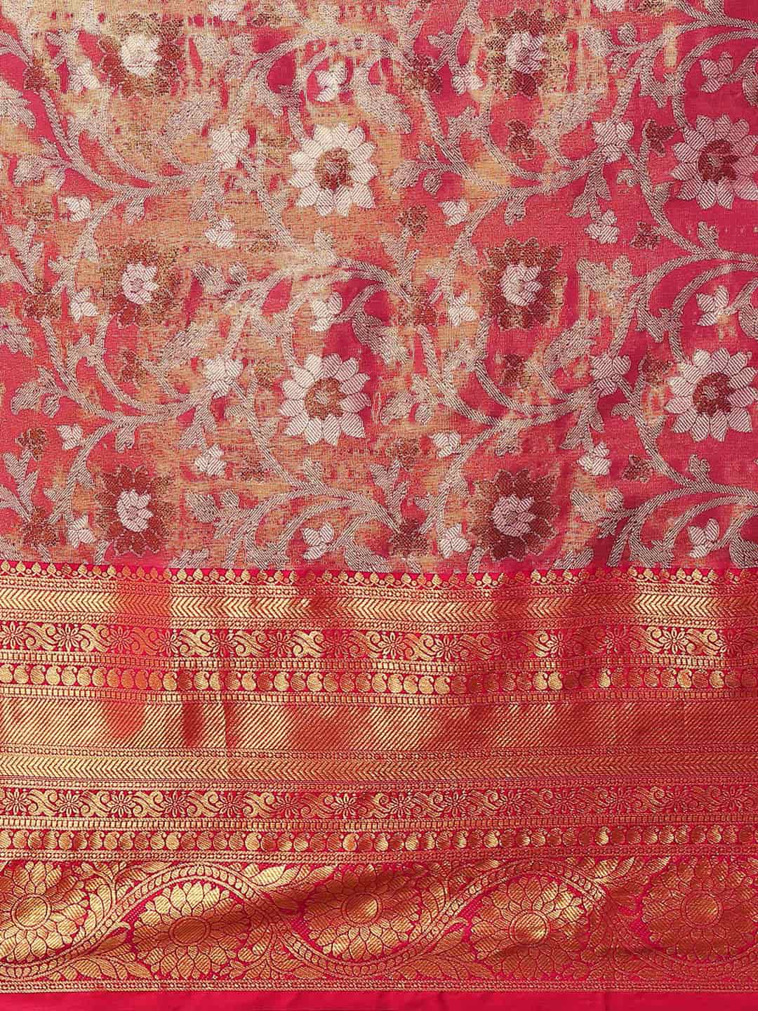 Women's Brocade Soft Silk Zari Woven Saree With Unstitched Blouse Piece