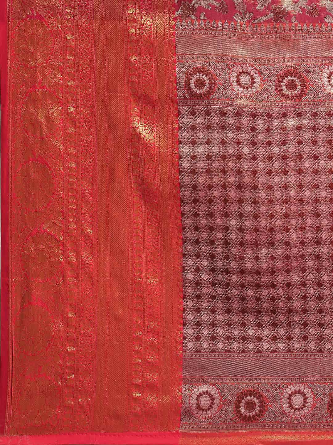 Women's Brocade Soft Silk Zari Woven Saree With Unstitched Blouse Piece