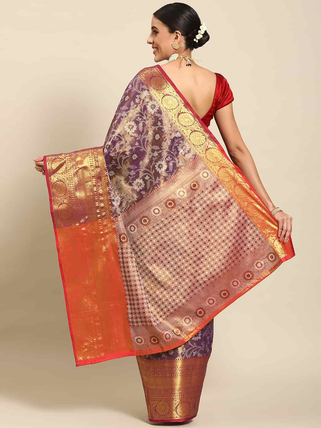 Women's Brocade Soft Silk Zari Woven Saree With Unstitched Blouse Piece