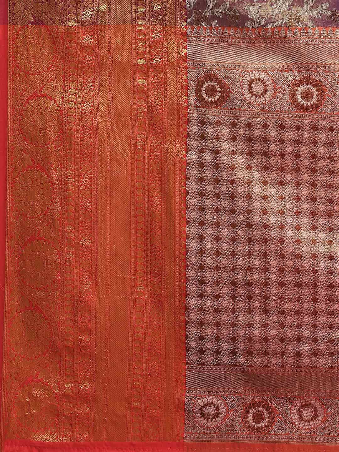 Women's Brocade Soft Silk Zari Woven Saree With Unstitched Blouse Piece