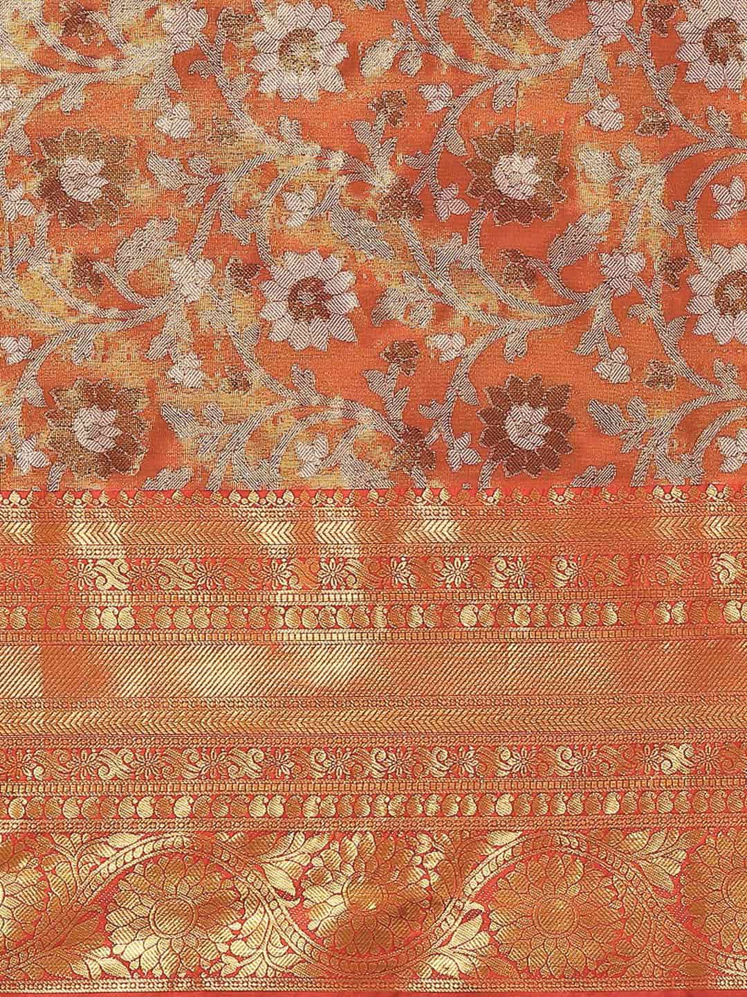 Women's Brocade Soft Silk Zari Woven Saree With Unstitched Blouse Piece