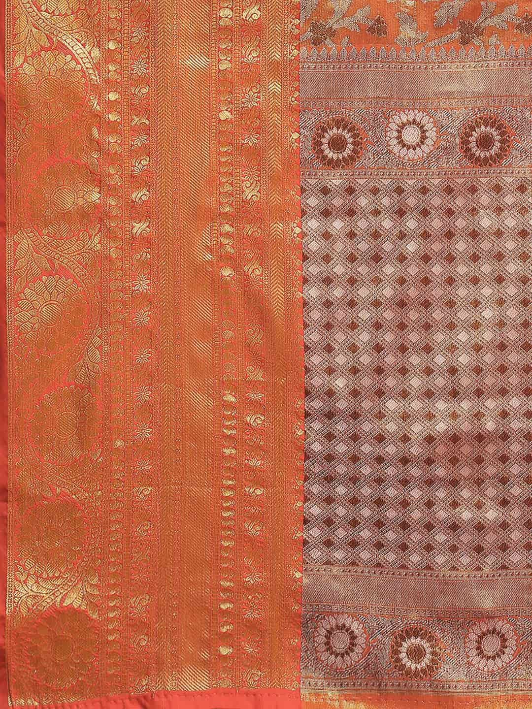 Women's Brocade Soft Silk Zari Woven Saree With Unstitched Blouse Piece