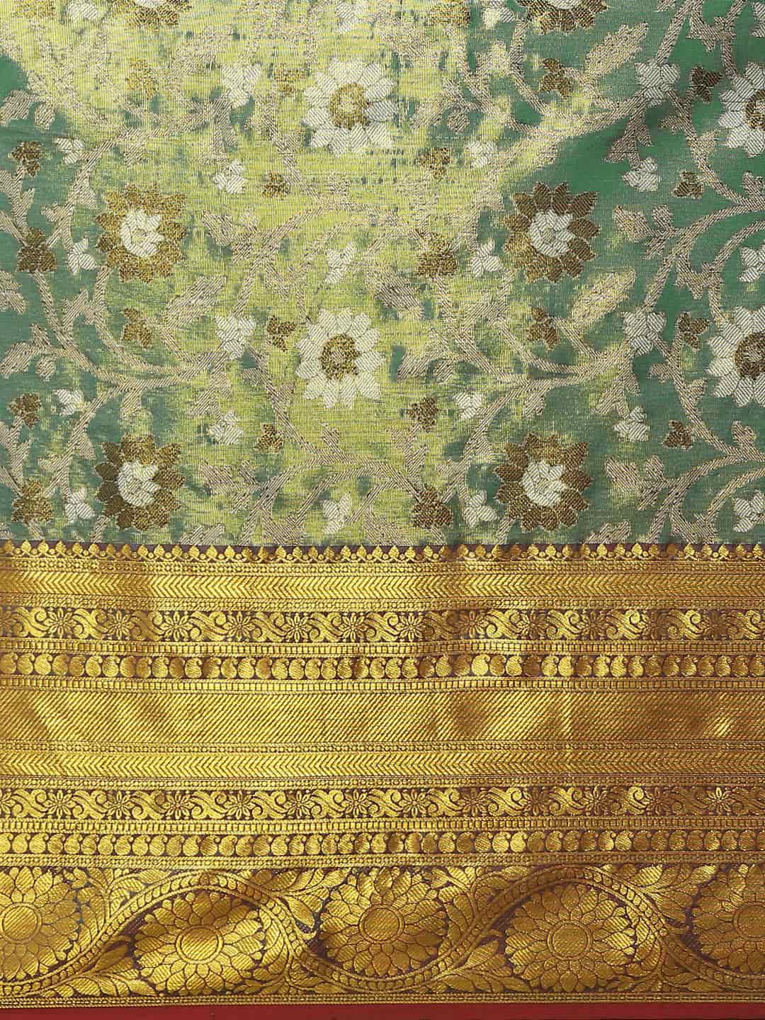 Women's Brocade Soft Silk Zari Woven Saree With Unstitched Blouse Piece