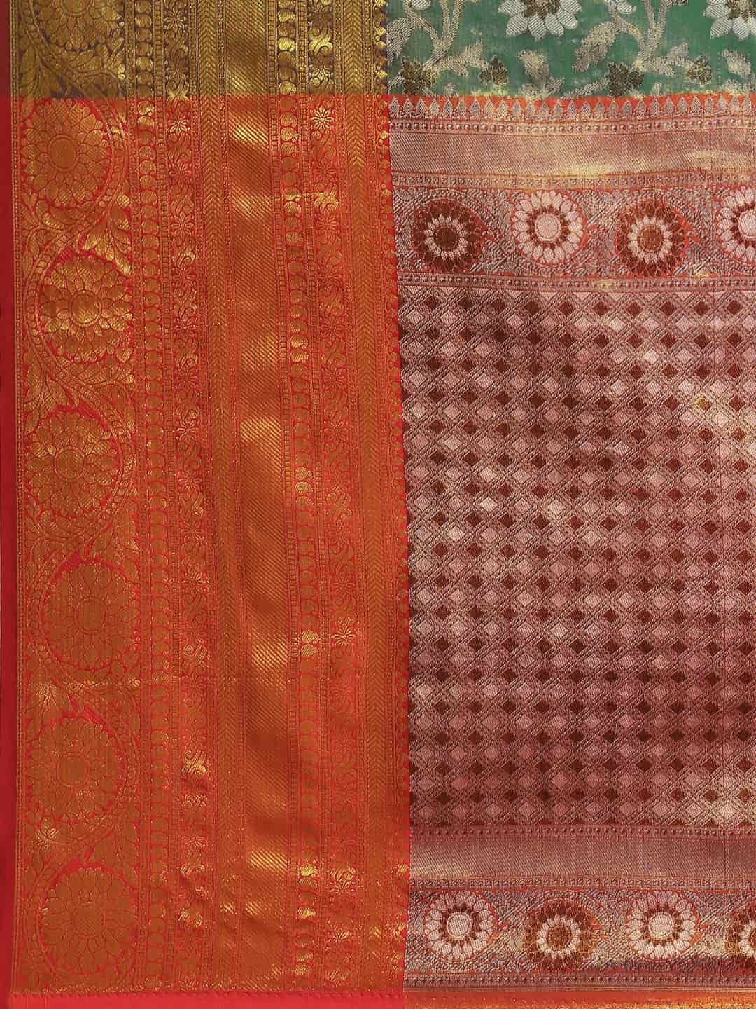 Women's Brocade Soft Silk Zari Woven Saree With Unstitched Blouse Piece