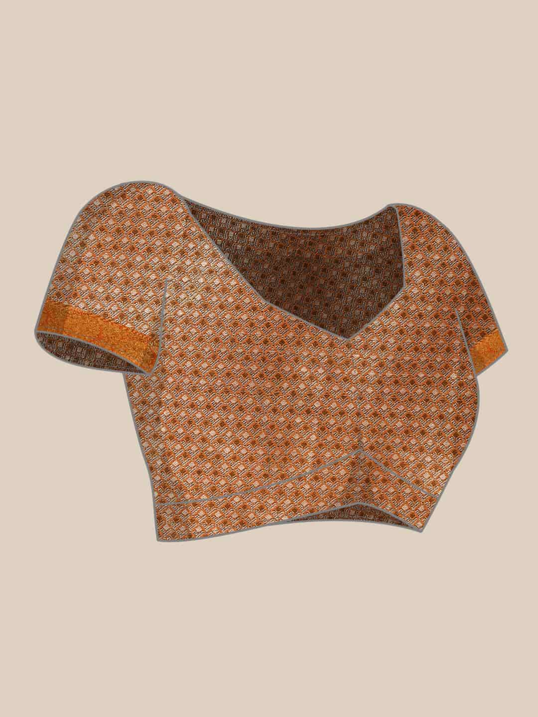 Women's Brocade Soft Silk Zari Woven Saree With Unstitched Blouse Piece