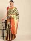 Women's Brocade Soft Silk Zari Woven Saree With Unstitched Blouse Piece