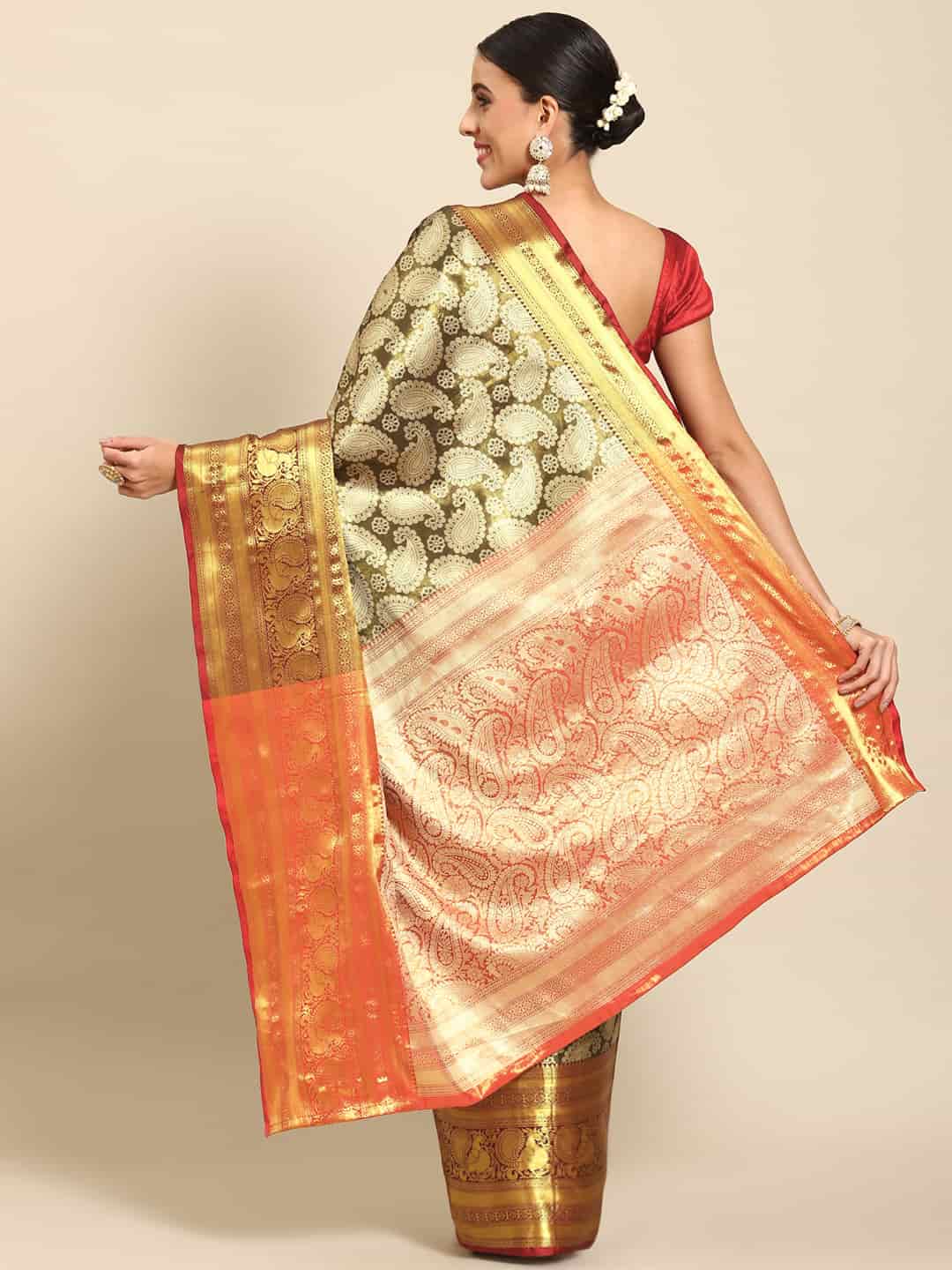 Women's Brocade Soft Silk Zari Woven Saree With Unstitched Blouse Piece