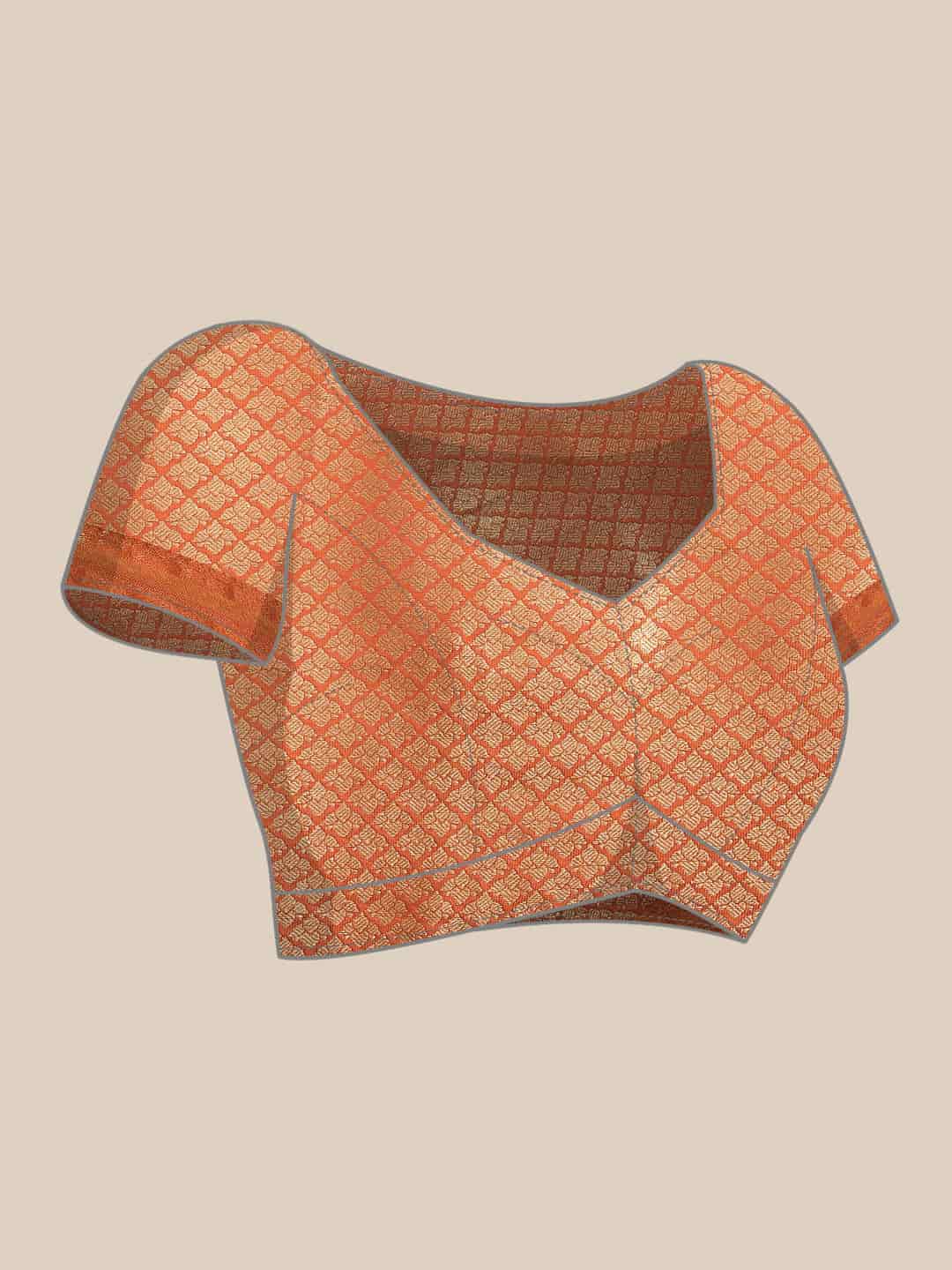 Women's Brocade Soft Silk Zari Woven Saree With Unstitched Blouse Piece