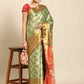 Women's Brocade Soft Silk Zari Woven Saree With Unstitched Blouse Piece