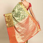 Women's Brocade Soft Silk Zari Woven Saree With Unstitched Blouse Piece