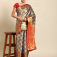 Women's Brocade Soft Silk Zari Woven Saree With Unstitched Blouse Piece