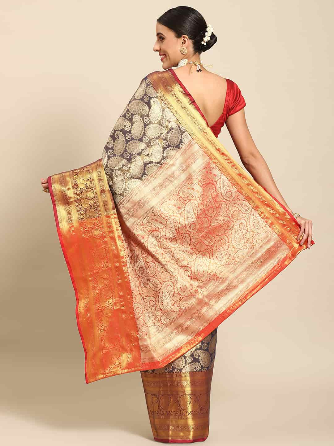 Women's Brocade Soft Silk Zari Woven Saree With Unstitched Blouse Piece