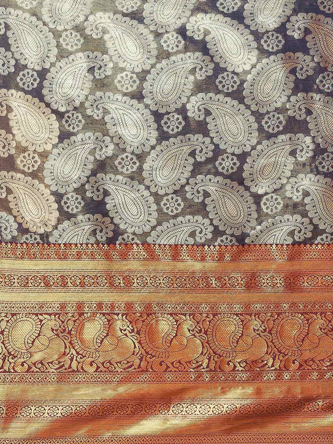 Women's Brocade Soft Silk Zari Woven Saree With Unstitched Blouse Piece