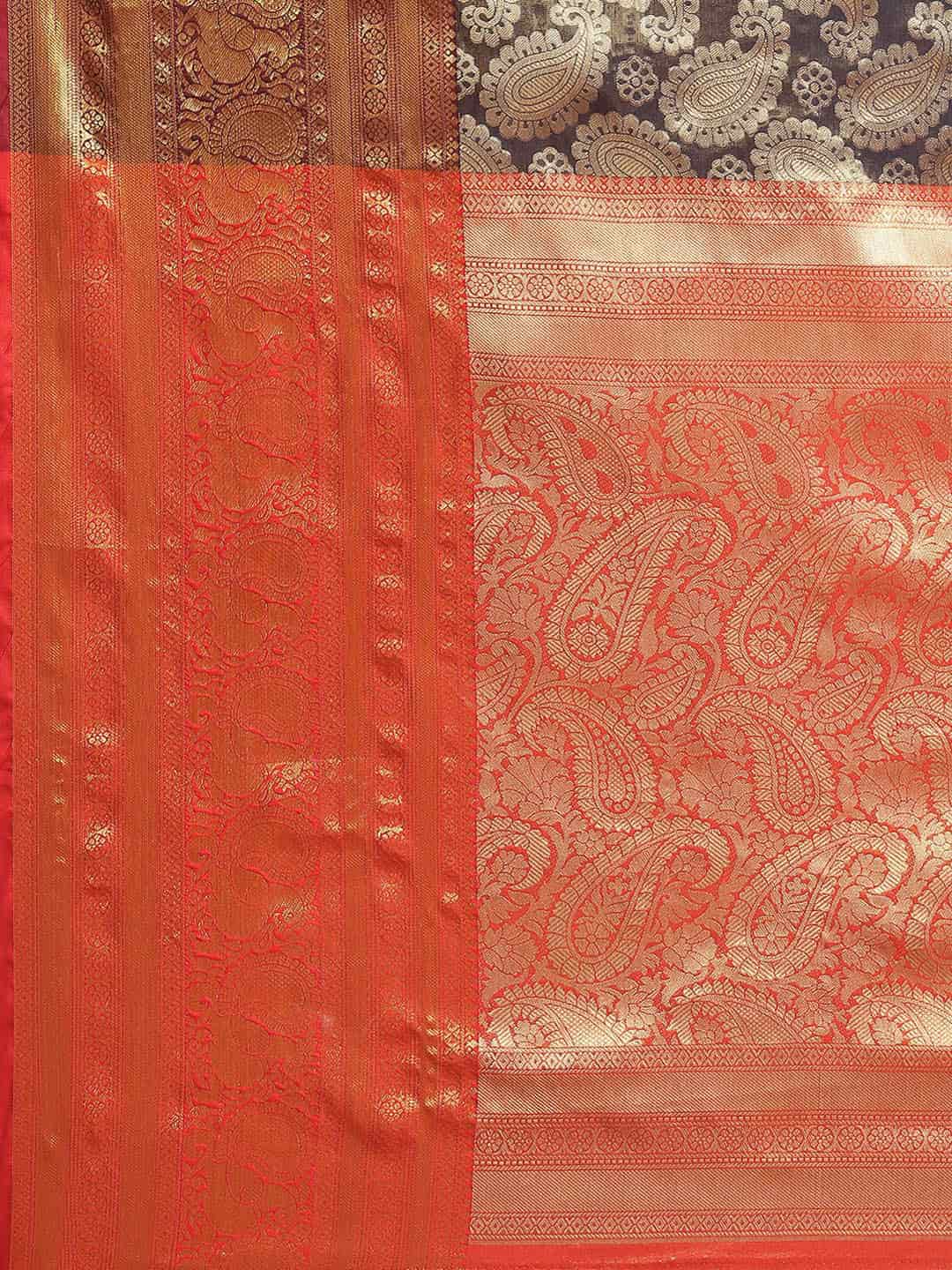 Women's Brocade Soft Silk Zari Woven Saree With Unstitched Blouse Piece