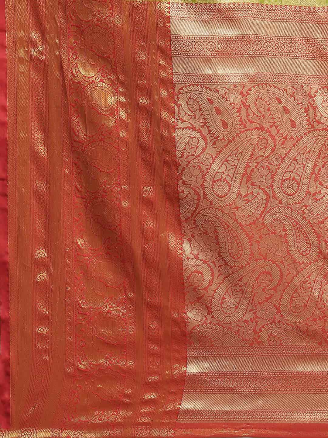 Women's Brocade Soft Silk Zari Woven Saree With Unstitched Blouse Piece