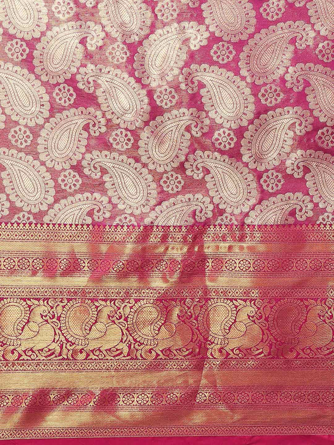 Women's Brocade Soft Silk Zari Woven Saree With Unstitched Blouse Piece