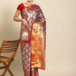 Women's Brocade Soft Silk Zari Woven Saree With Unstitched Blouse Piece