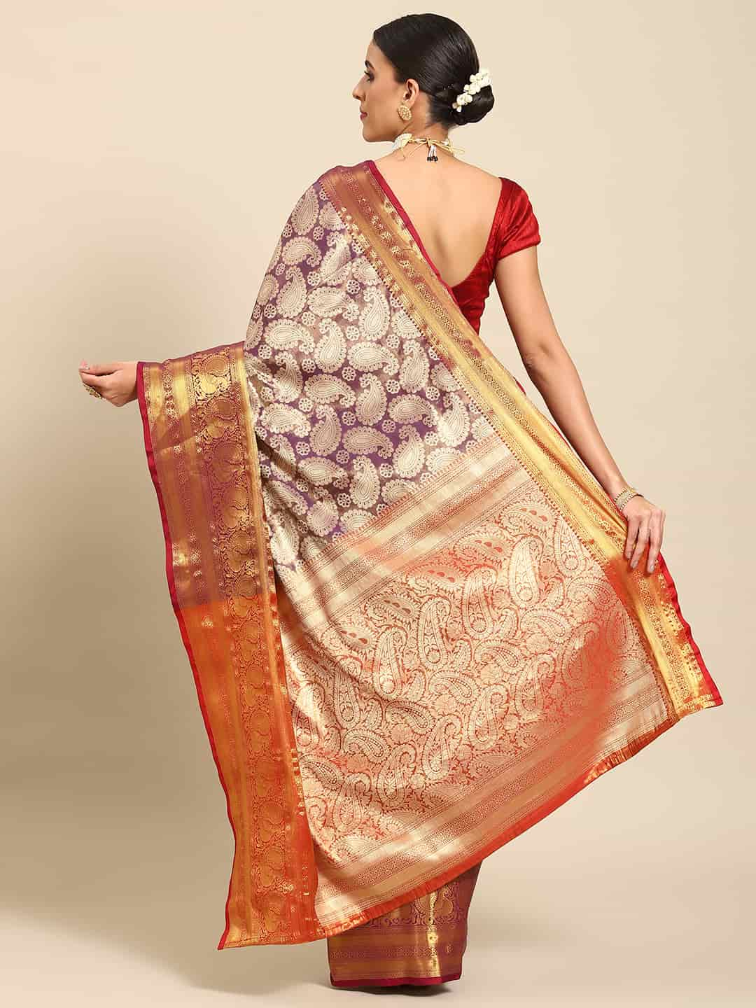 Women's Brocade Soft Silk Zari Woven Saree With Unstitched Blouse Piece