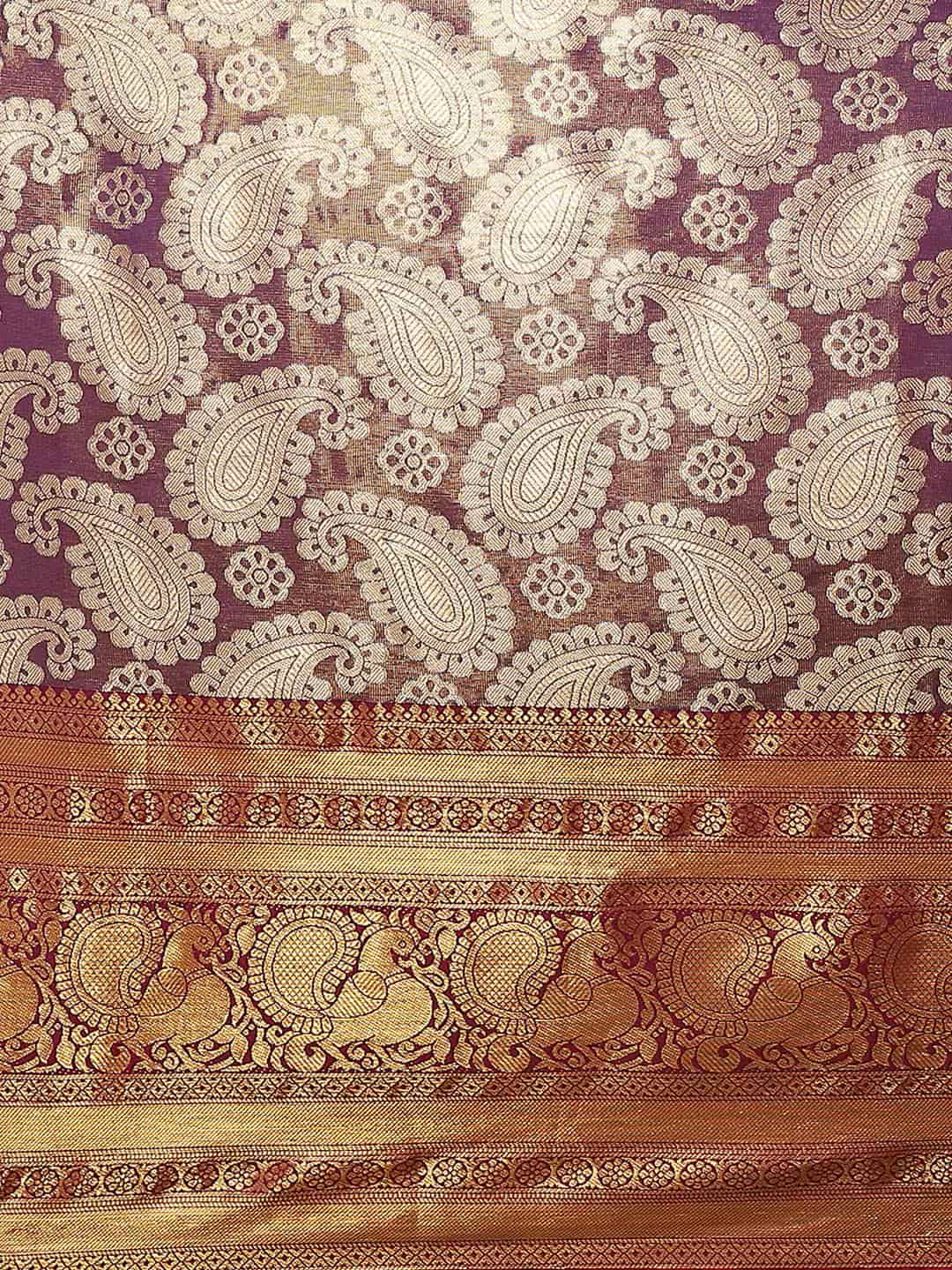 Women's Brocade Soft Silk Zari Woven Saree With Unstitched Blouse Piece