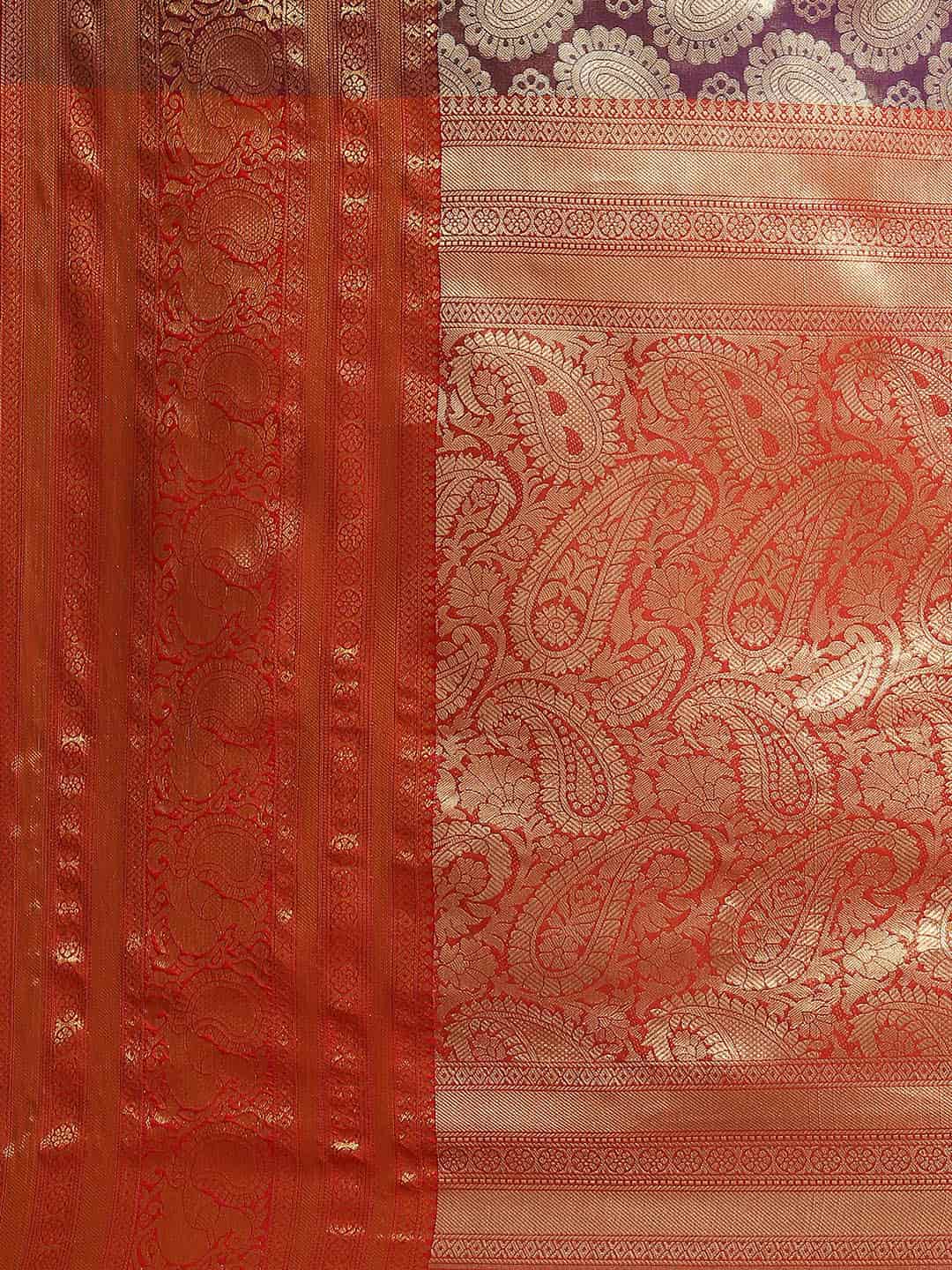 Women's Brocade Soft Silk Zari Woven Saree With Unstitched Blouse Piece