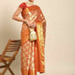 Women's Brocade Soft Silk Zari Woven Saree With Unstitched Blouse Piece